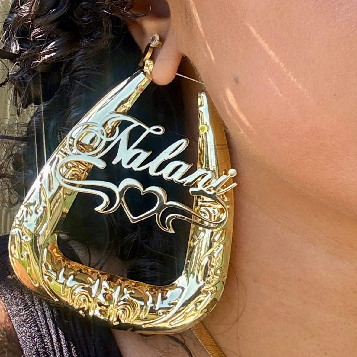 Bubble Gold Plated Personalized Hoop Earrings