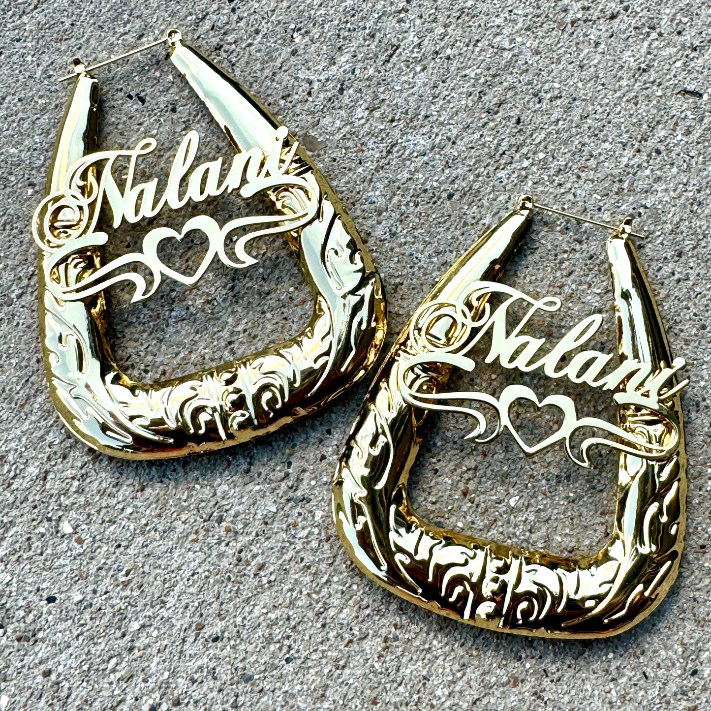 Bubble Gold Plated Personalized Hoop Earrings