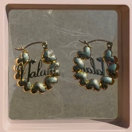 Small Gold Plated Heart Personalized Hoops