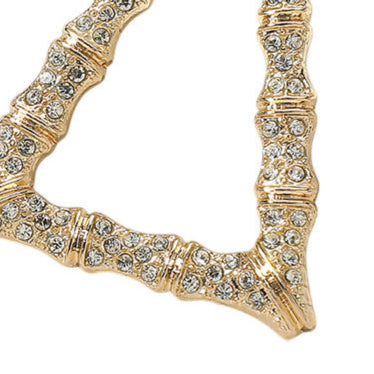 Small Rhinestone Bamboo Earrings