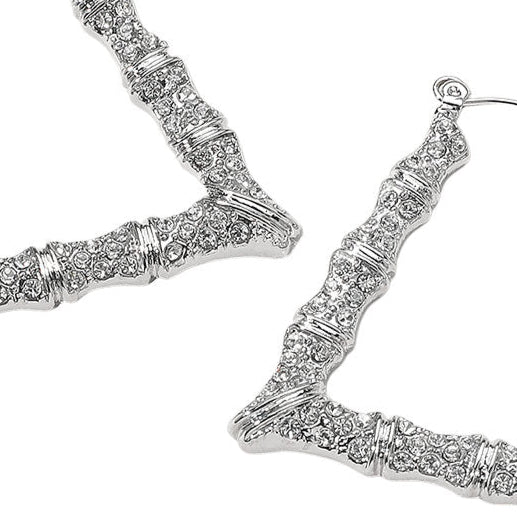 Small Rhinestone Bamboo Earrings