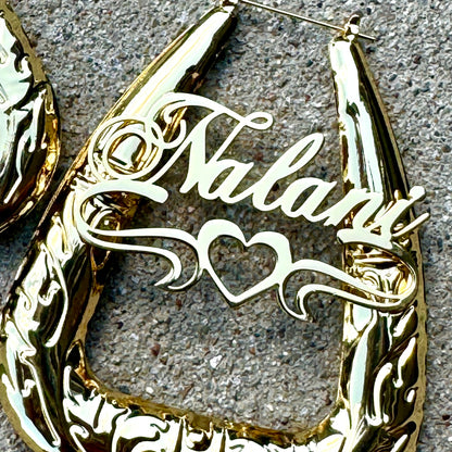 Bubble Gold Plated Personalized Hoop Earrings