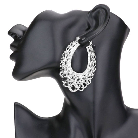 Rhinestone Embellised Hoop Earrings