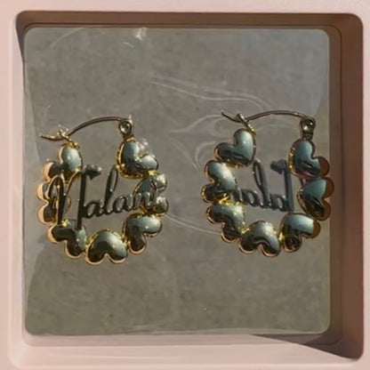 Small Gold Plated Heart Personalized Hoops