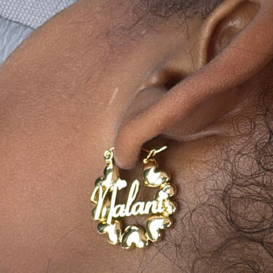 Small Gold Plated Heart Personalized Hoops