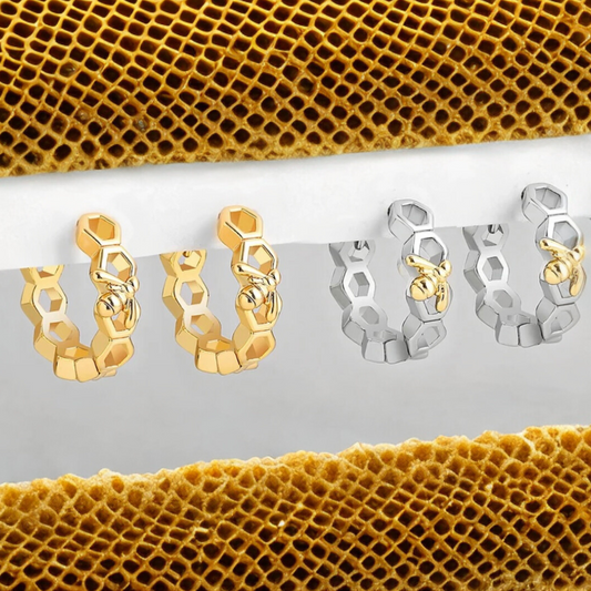 Honey Comb Hoop Earrings (2 pairs)