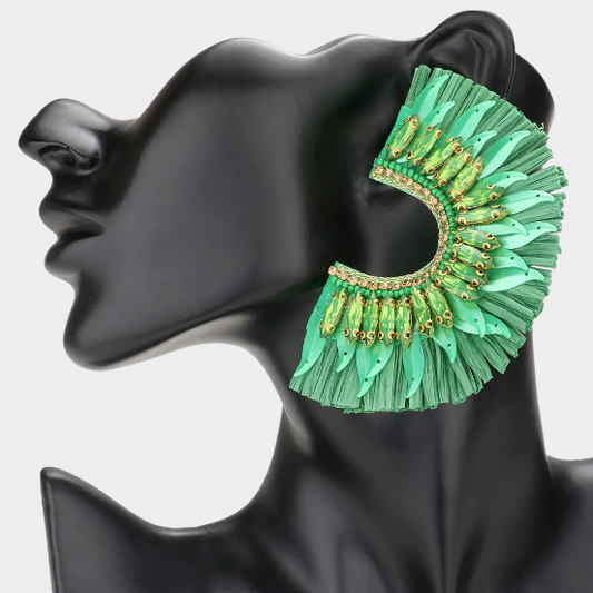 Green Feathered Earrings
