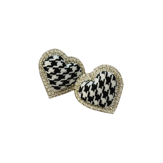 Checkered Heart Rhinestone Earrings