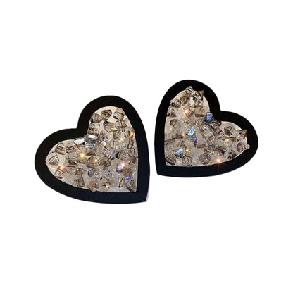 Crystal Heart Stud Earrings