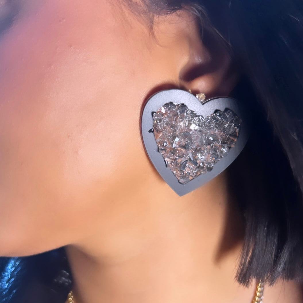 Crystal Heart Stud Earrings