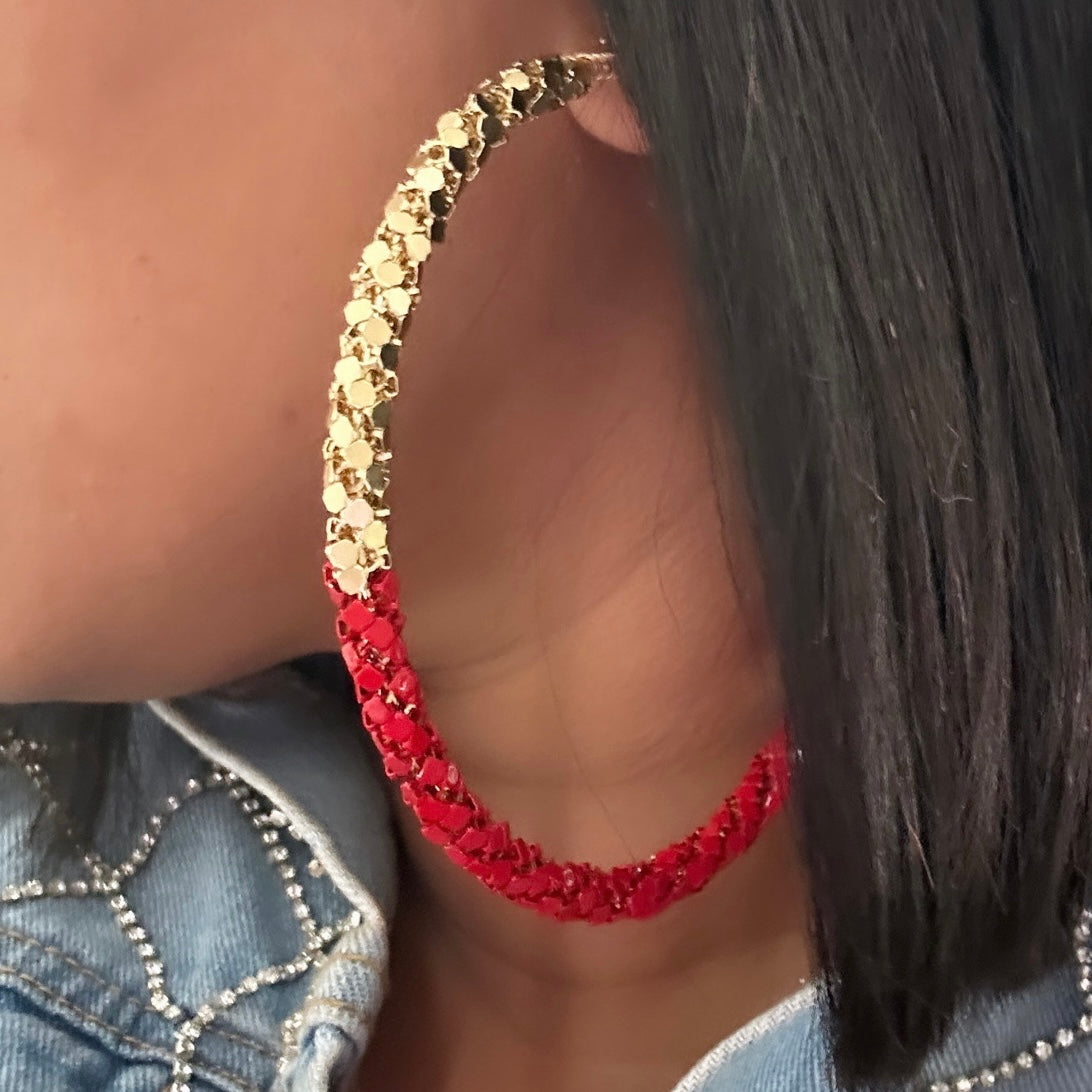 Red/Gold Clip on Earrings